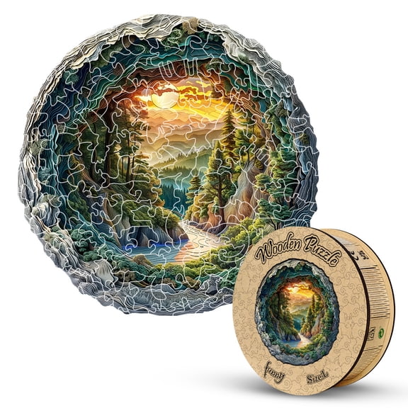 Wooden Jigsaw Puzzle Assortment, Multiple Themes (Penguin, Forest Cave, Galaxy) with Unique Shaped Pieces, Ideal for Family Game Night & Gift
