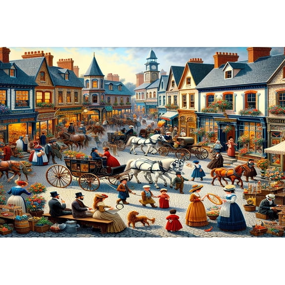 Wooden Jigsaw Puzzles for Adults 1000 Piece Come Alive At A Vibrant Town Square Challenging Family Leisure Toys Impossible Hard Difficult Game Artistic Diy Puzzles for School Supplies