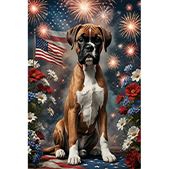 Wooden Jigsaw Puzzles for Adults 300 Piece Boxer Puppy American Independence Day 4Th Of July Challenging Family Leisure Toys Impossible Hard Difficult Game Artistic Diy Puzzles for School Supplies