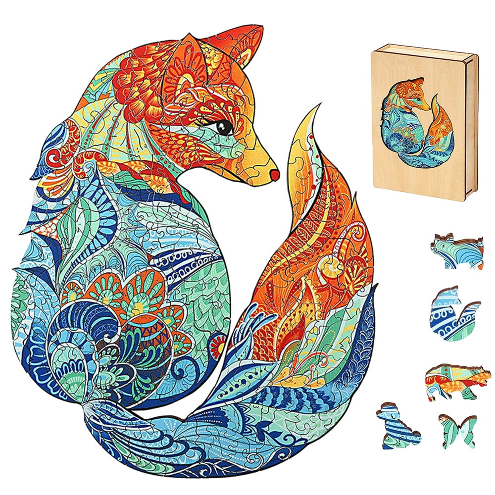 Wooden Jigsaw Puzzles Wooden Fox Puzzles Beautiful Irregular Animal