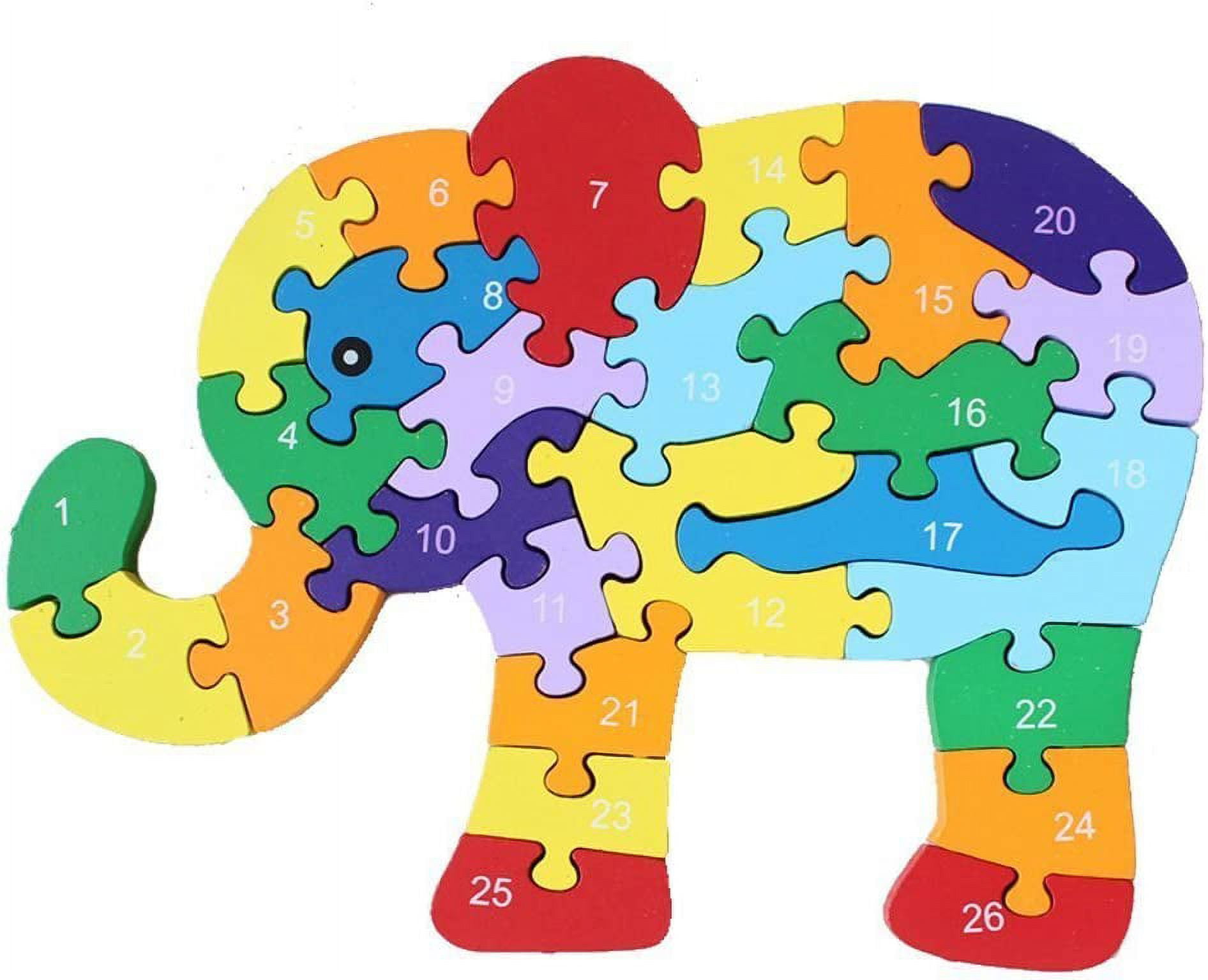 Wooden Jigsaw Puzzles Winding Elephant Toys Game Children Letter