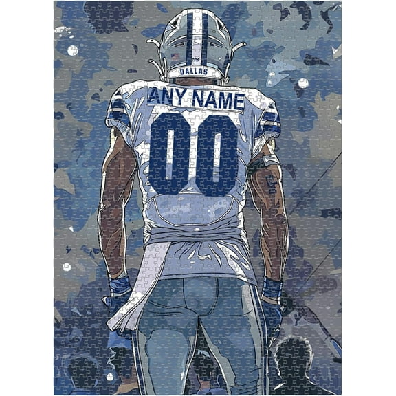 Wooden Jigsaw Puzzles for Adults - Custom Name and Number on (Dallas) Football Player Back - 300 500 1000PCS Puzzles Game