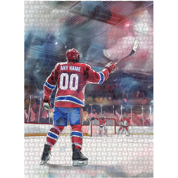 Wooden Jigsaw Puzzles for Adults - Custom Name and Number on (St. Louis) Ice Hockey Player Art Photo - 300 500 1000PCS Puzzles Game Home Wall Decor