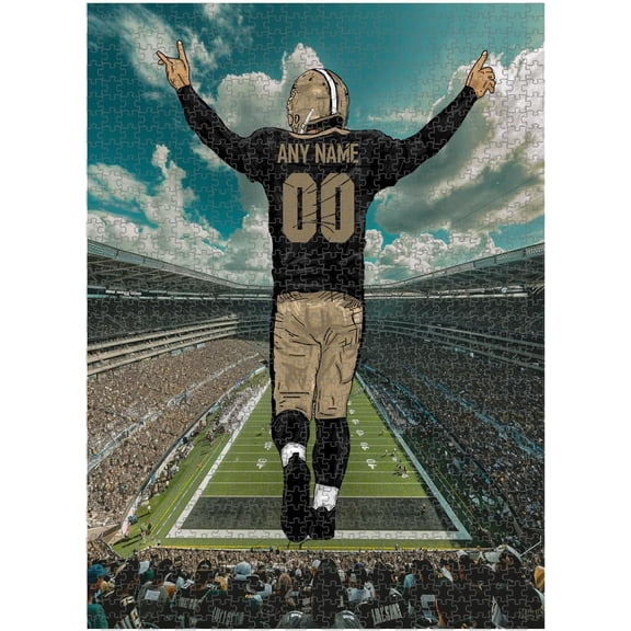 Wooden Jigsaw Puzzles for Adults - Customized Name and Number on (Miami) Football Player with Home Field Advantage - 300 500 1000PCS Puzzles Game