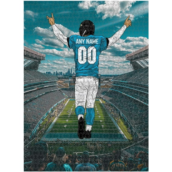 Wooden Jigsaw Puzzles for Adults - Customized Name and Number on (Miami) Football Player with Home Field Advantage - 300 500 1000PCS Puzzles Game