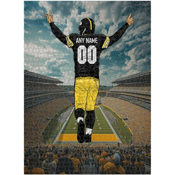 Wooden Jigsaw Puzzles for Adults - Customized Name and Number on (Miami) Football Player with Home Field Advantage - 300 500 1000PCS Puzzles Game