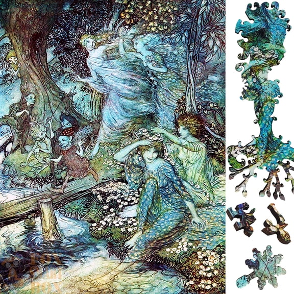 Wooden Jigsaw Puzzles for Adults - Uniquely Shaped Pieces - made in the USA by FoxSmartBox - 230 Pieces - Forest Nymphs