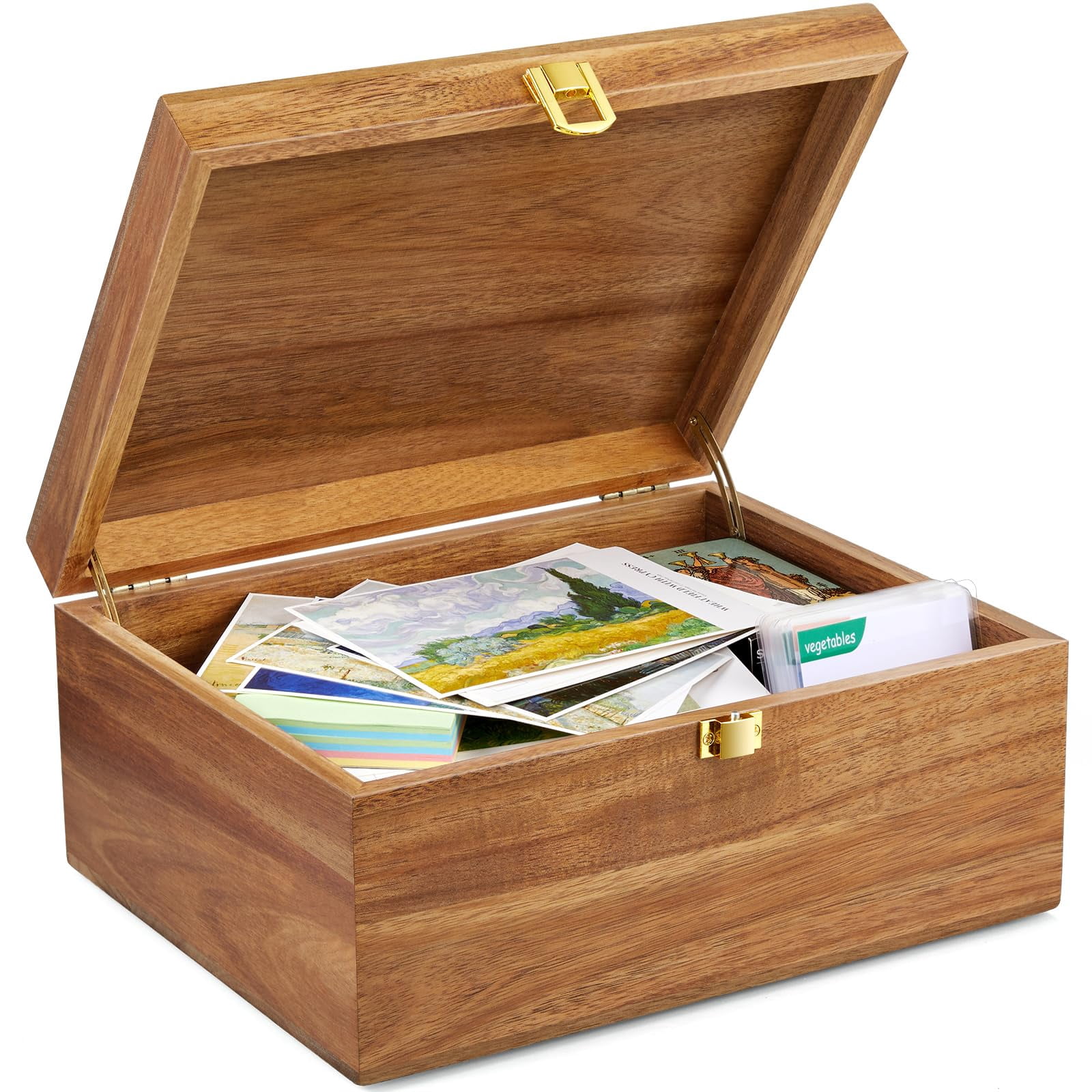 Wooden Keepsake Box  Large Storage With A Hinged Lid Memory Treasure For Crafts And Photo