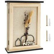 Wooden Key Box Decorative Wall Mount Wooden Key Holder with 6 Hooks Rustic Access Card Hanger Organizer for Home Entryway Hallway