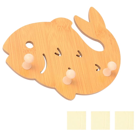 Wooden Key Holder Fish Wall Mounted Wooden Key Hooks Wall Mounted with 3 Hooks Organizer Decorative Coat Tower Hanger Rack DIY