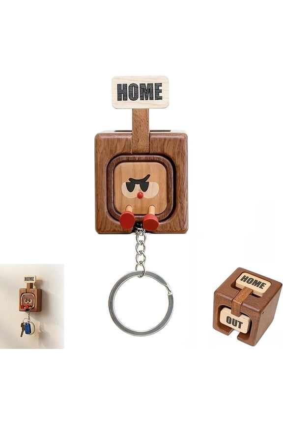 Wooden Key Holder Organizer Wall Mounted Solid Wood Keychain Hooks for Keys Car Fobs Leashes Home Entryway Decor with Magnetic Feature Natural Grain Design