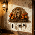 thumbnail image 1 of Wooden Key Rack With Virgin Mary Design Wall Mount Key Holder For Home Entryway Organization Wood Key Hanger, 1 of 7
