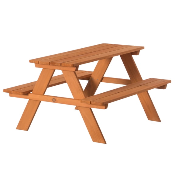 Wooden Kids Outdoor Picnic Table for Garden and Backyard, Stained