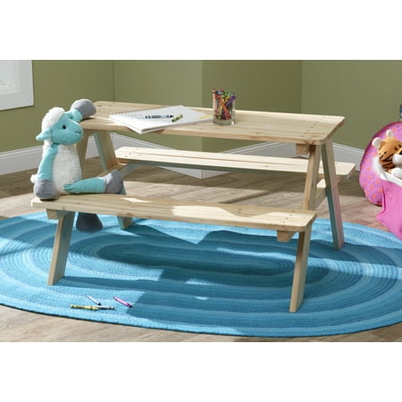 35" Ash Brown Contemporary Wooden Kids Picnic Table