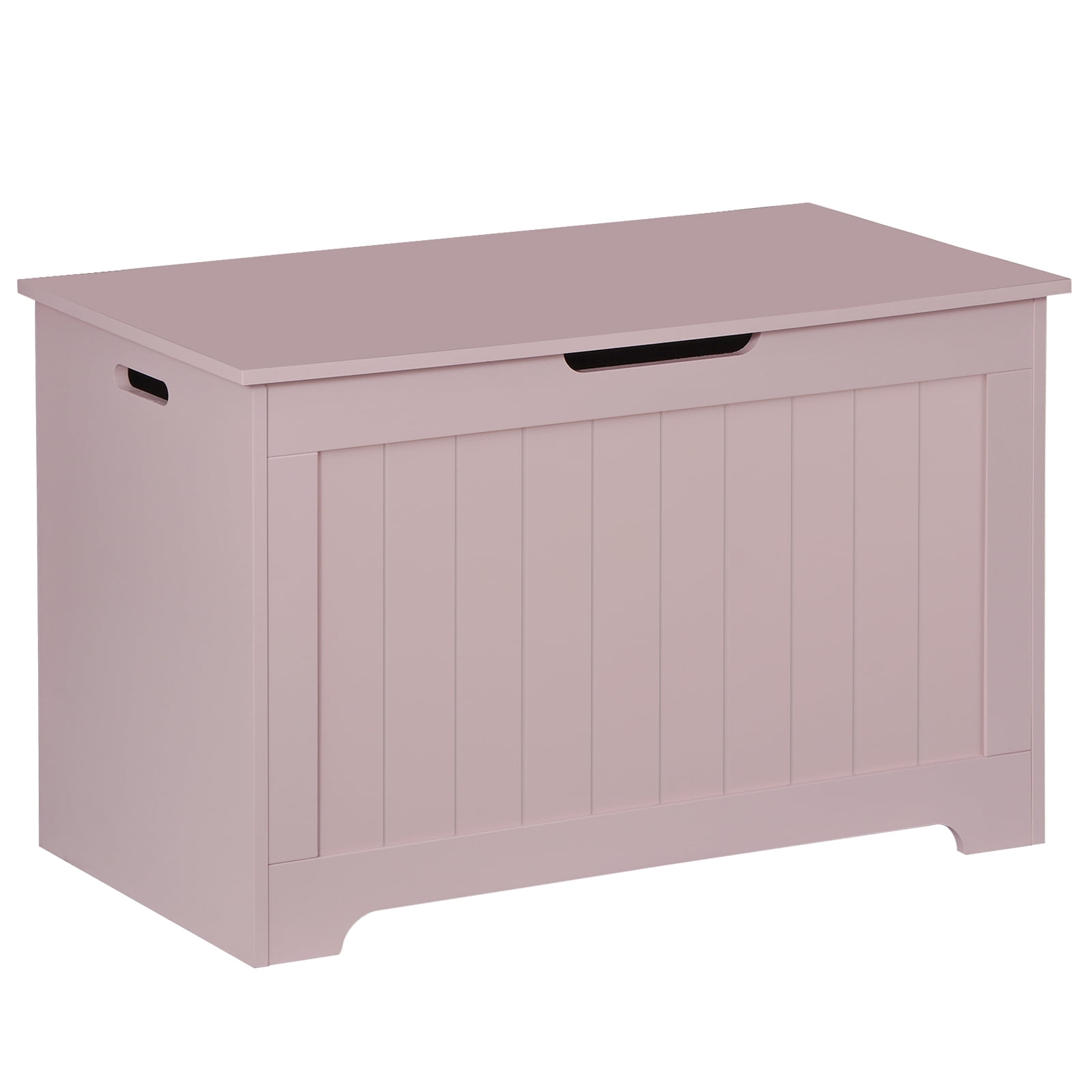 Wooden Toy Chest Lift Top Entryway Storage Box Bench Safety Hinged Lid Pink