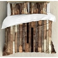 thumbnail image 1 of Wooden King Size Duvet Cover Set, Brown Old Hardwood Floor Plank Grunge Lodge Garage Loft Natural Rural Graphic Artsy Print, Decorative 3 Piece Bedding Set with 2 Pillow Shams, Brown, by Ambesonne, 1 of 3