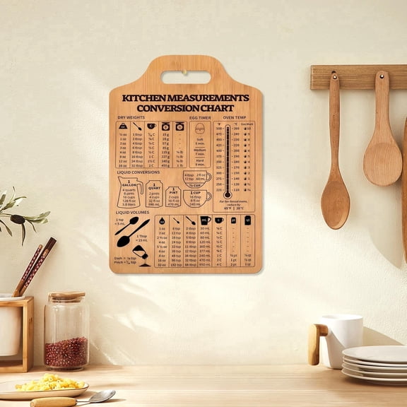 Kitchen Conversion, Baking Measurement Chart, Farmhouse Wall Decor, Texture and Double Sided Printed Guide for Kitchen Walls, Pantry Shelves, and Cooking Spaces.