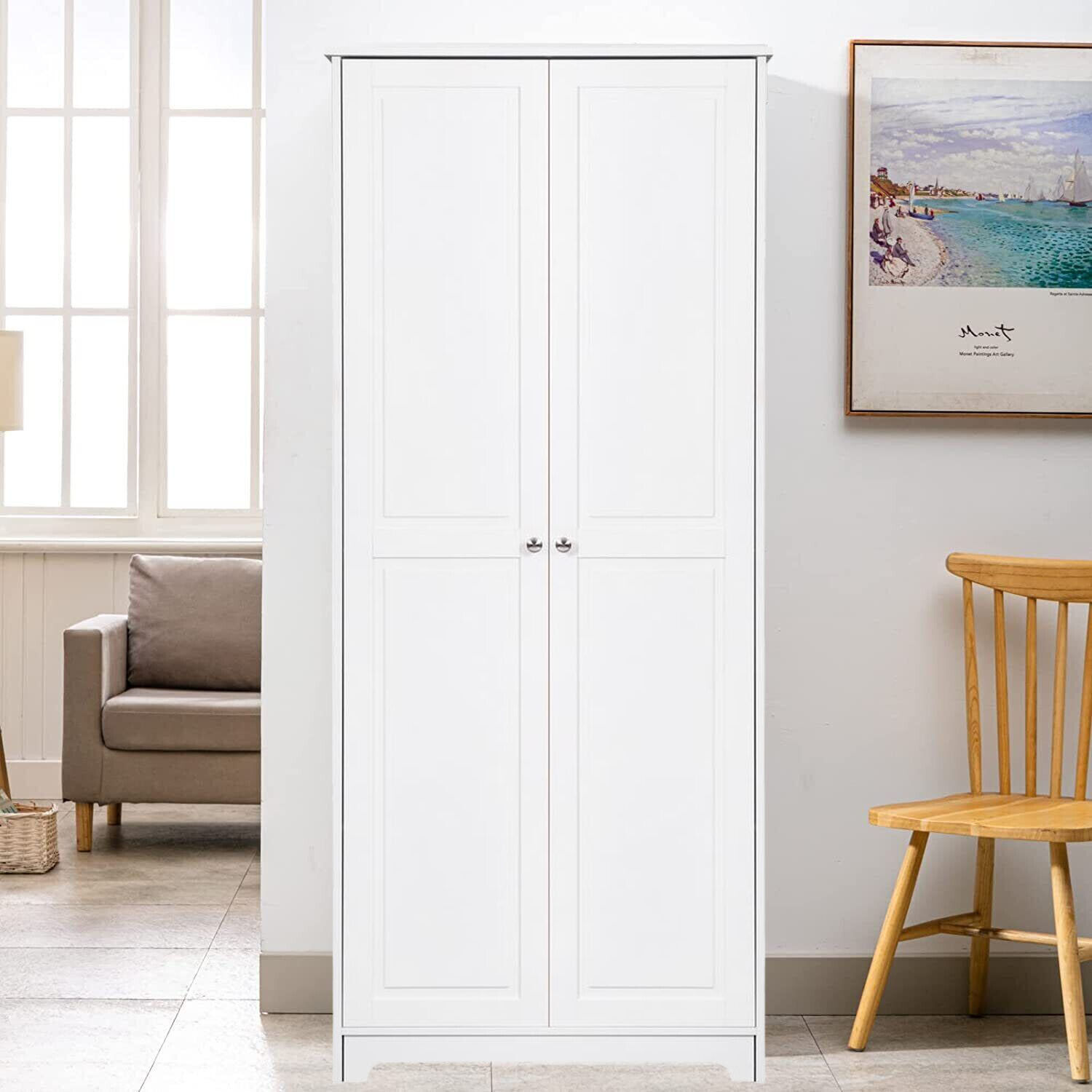 Wooden Kitchen Pantry Storage Cupboard with 5 Adjustable