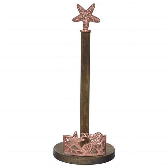 Wooden Kitchen Paper Towel Holder with Burnt Wood & Copper