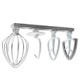 thumbnail image 1 of Wooden Kitchenaid Attachment Holder, Wall Mounted Kitchen Accessories 4-pack White Plastic Hangers, Compatible With Kitchen aid Dough Hook, Edge Mixers, Flat Mixers, Wire Whips, 1 of 5