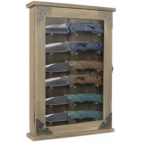 Wooden Knife Display Case-Pocket Knife Shadow Box-Knife Cases for Collections On The Wall$$Home Decor, Kitchen, & Other