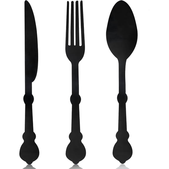 Wooden Knife Fork Spoon Wall Decor 3 Piece Set 15.7 Inch Large Rustic Kitchen Art