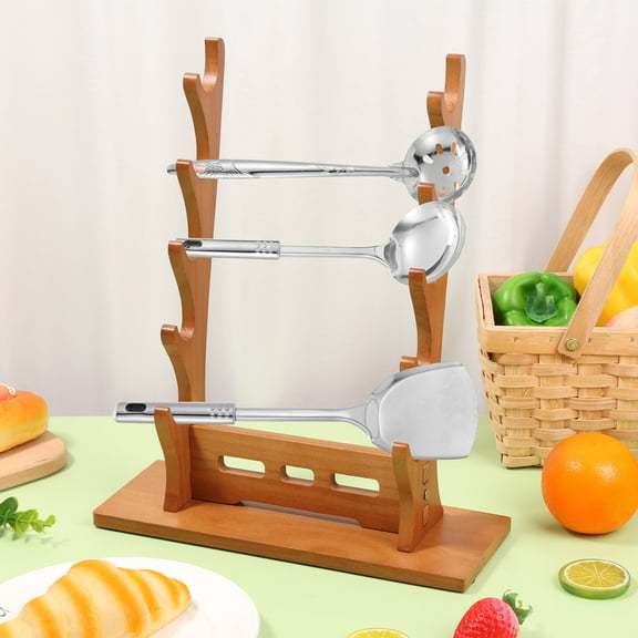 Wooden Knife Holder Kitchen Knife Display Stand Big Capacity 3/5 Layer Cooking Knife Display Holder Countertop Cutlery Rack for Flute Cutlery