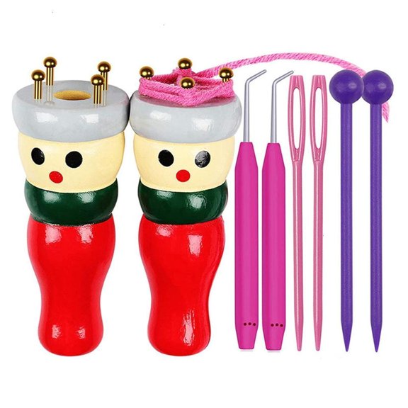 Wooden Knitting Doll Portable Knitting Tool Set Making Bracelets Accessories