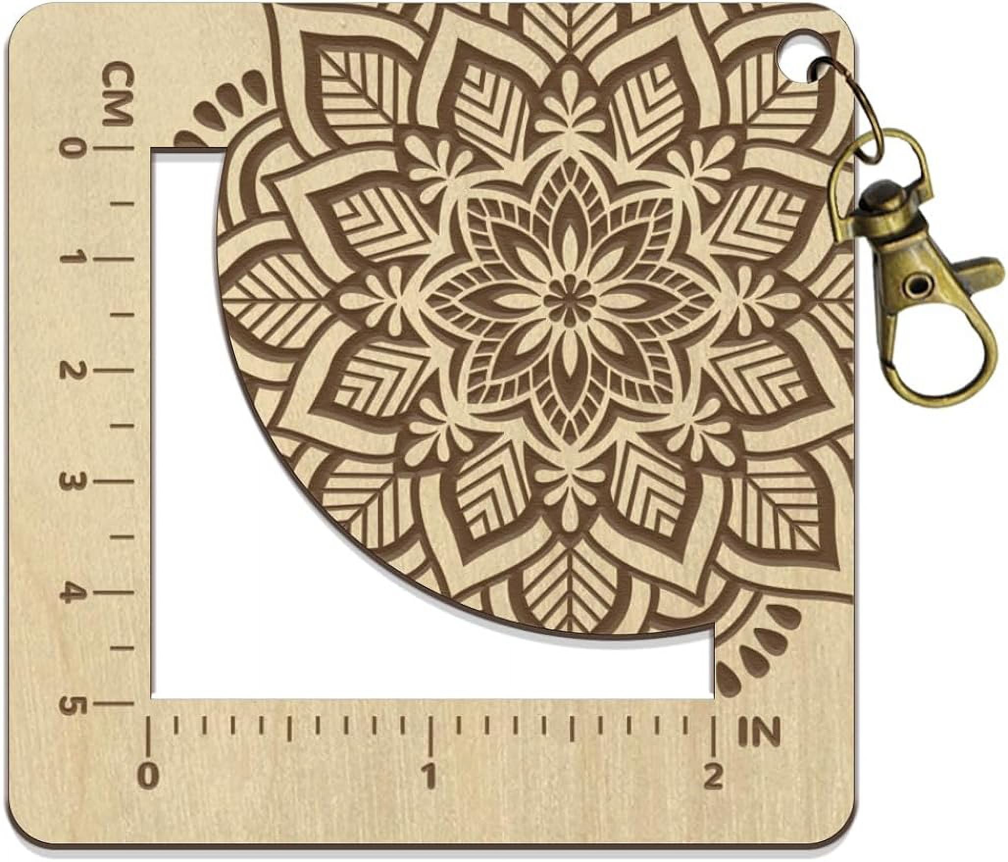 Wooden Knitting Gauge Stacked Flowers Pattern Spinning Control Card ...