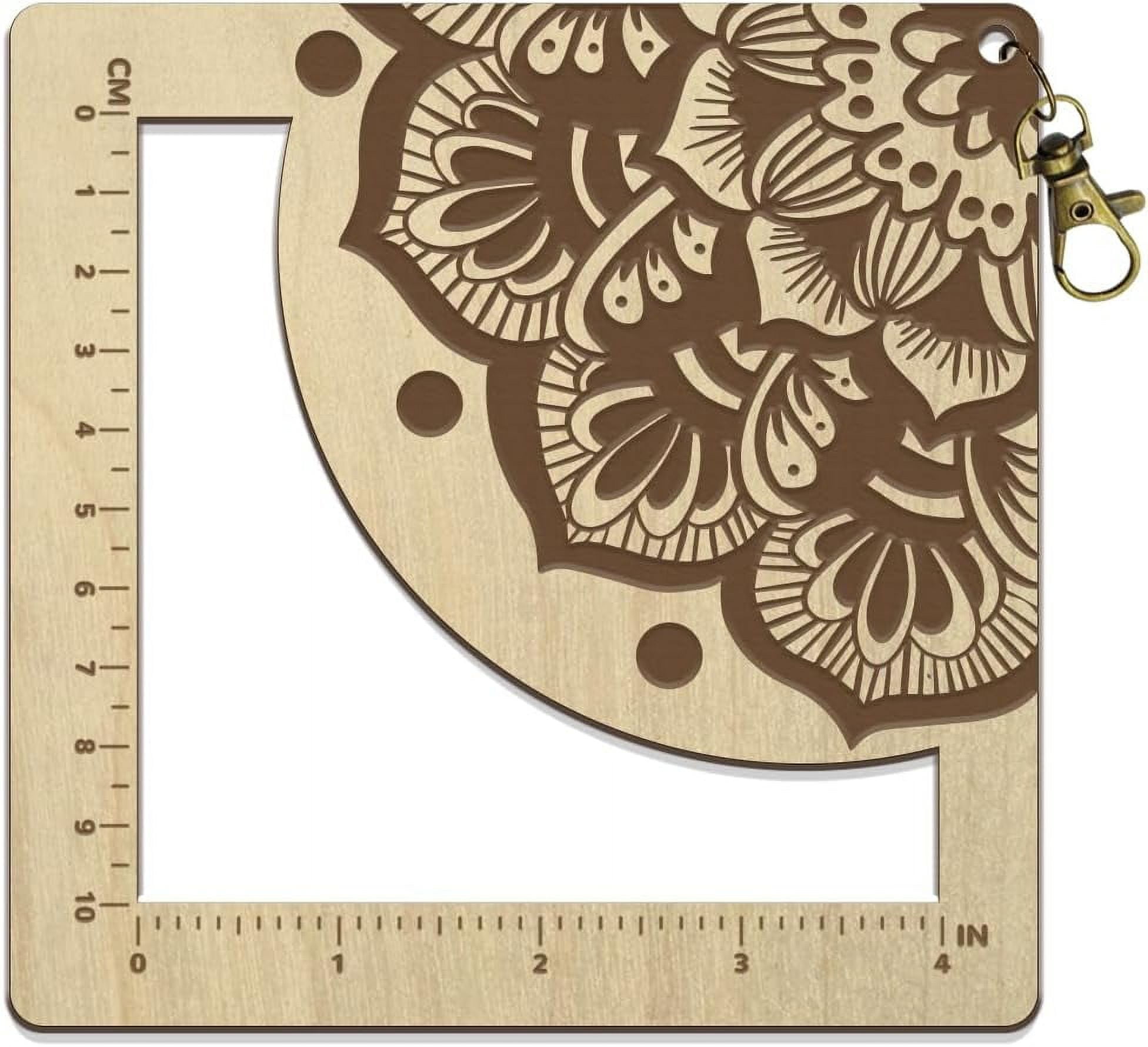 Wooden Knitting Needle Gauge Datura Pattern Spinning Control Card No ...