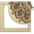 thumbnail image 1 of Wooden Knitting Needle Gauge Datura Pattern Spinning Control Card No Need Conversion of Sizes Hollow Sock Ruler with Hole for Knitting Tool, 1 of 6