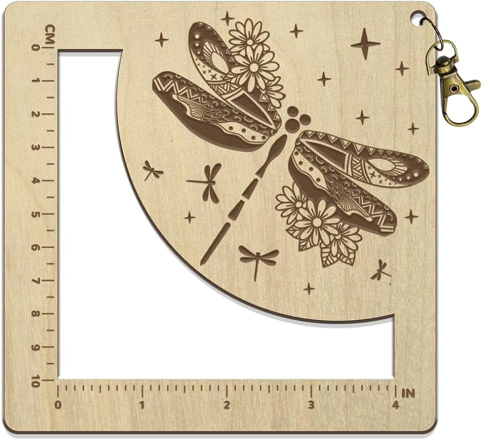 Wooden Knitting Needle Gauge Dragonfly Pattern Spinning Control Card No ...