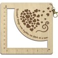 thumbnail image 1 of Wooden Knitting Needle Gauge Pooled Love Pattern Spinning Control Card Cm and Inch Size Marked Hollow Crochet Ruler with Hole, 1 of 9