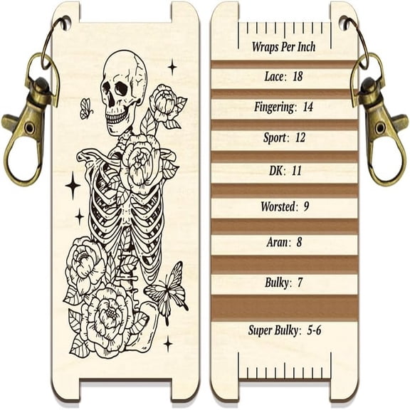 Wooden Knitting Tool Wraps Per Inch Guide Ruler 7.5x4x0.3cm Hole: 3mm for DIY