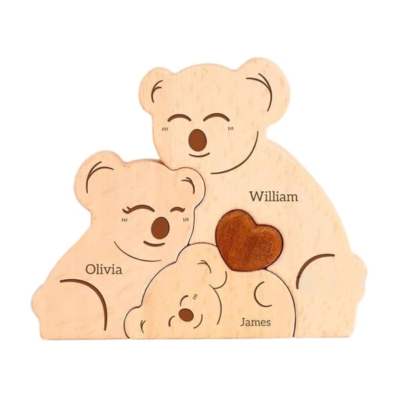Wooden Koala Family Puzzle Set, Engraved Home Decor, Party Decoration Craft - For Teens, S, Living Room, Bedroom, Party, Office