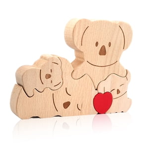 Wooden Koala Family Puzzles, Personalized Hugging Cat Theme Art Puzzle with Diy Gifts, Custom Puzzle Home Table Decor for Dad Mom Couple(Style1)