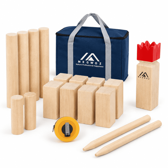 Wooden Kubb Yard Game Set Tournament Size Outdoor Family Lawn Game