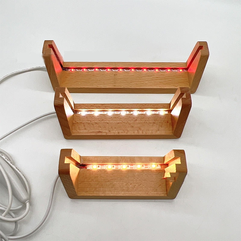 Wooden LED Display Base with USBCable Ushaped Frame Light Stand for