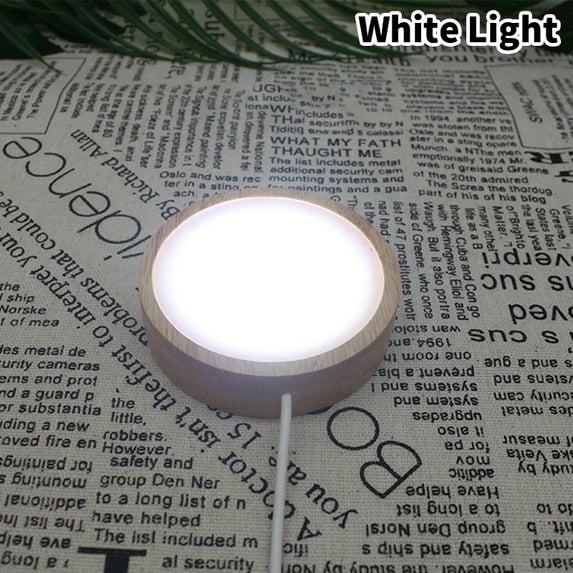 Wooden LED Light Base Night Light Holder Display Decoration Wooden Lamp Base LED Light Rotating Display Stand USB