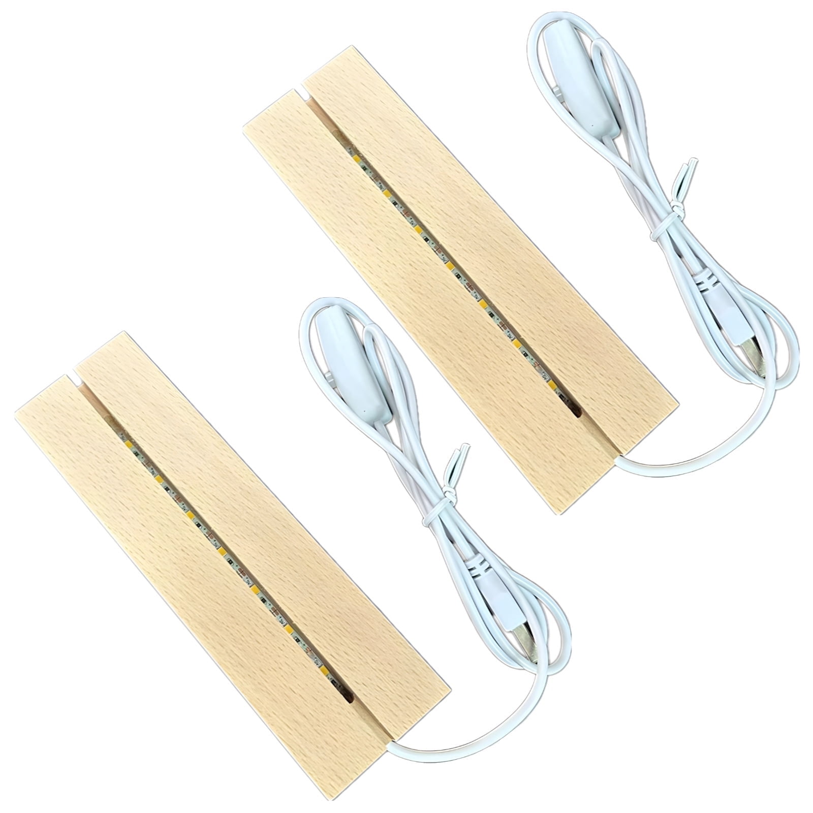 Led Rests Wooden LED Light Display Base, Acrylic Lamp Stand, USB Powered with ...