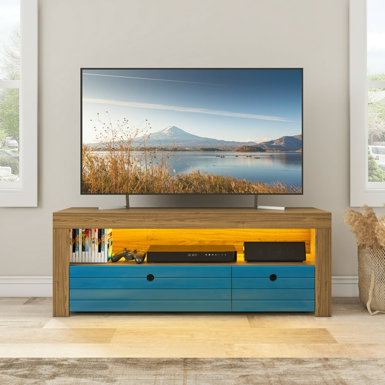Wooden LED TV Stand Storage Cabinet Shelves Media Console for TVs