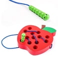 thumbnail image 1 of Wooden Lacing Apple Threading Toys Wood Lace Block Puzzle Shape Travel Game Toys Early Learning Fine Motor Skills Educational Gift for 3 4 5 Years Old Toddlers Baby Kids Boys, 1 of 6