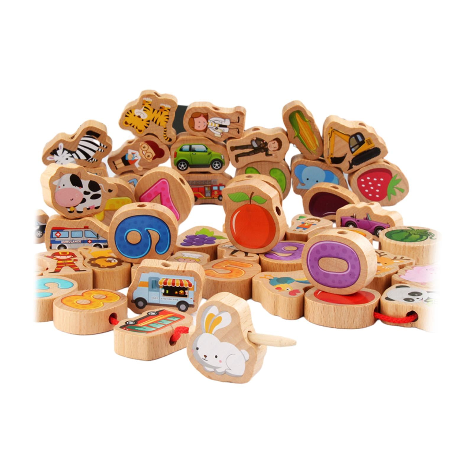 Wooden Lacing Blocks Montessori for Birthday Gift 3 4 5 6 Year Old