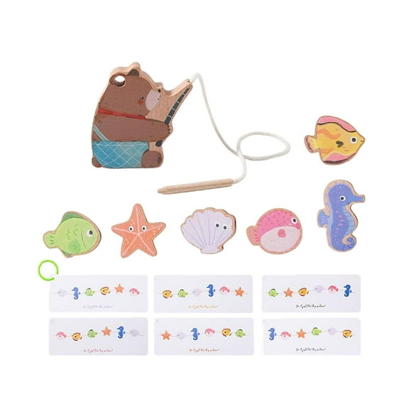 Wooden Lacing Toy Threading Puzzle Beads Durable Wood Material Educational Cognitive Learning for Toddlers Boys Girls