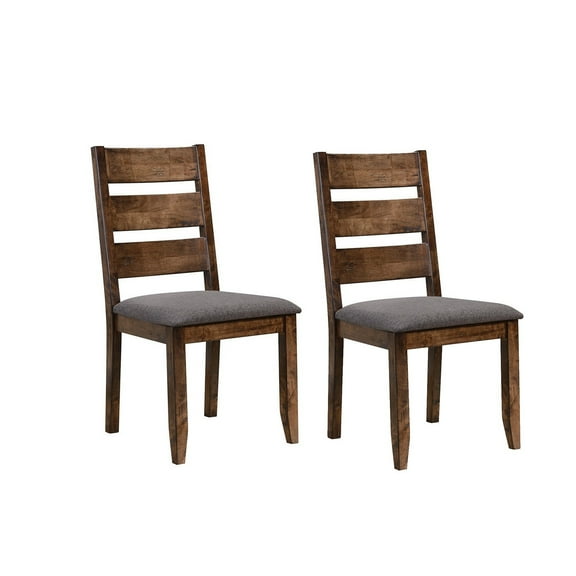 Wooden Ladder Back Dining Chair in Gray & Brown with set of 2