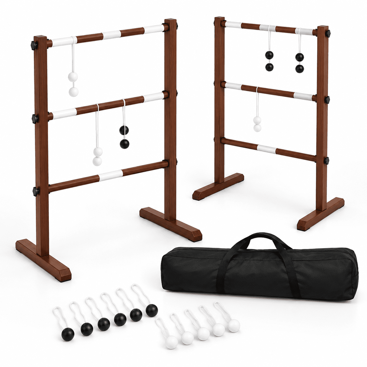 Ladder Balling Wooden Ladder Ball Game Set, Weather Resistant Outdoor Lawn Game with ...