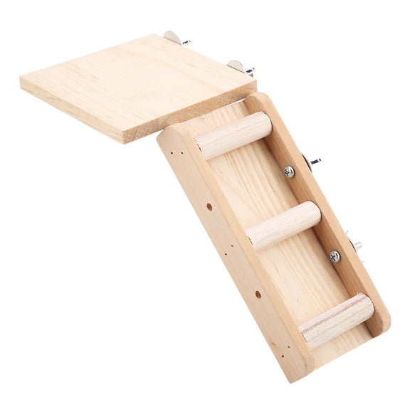 Wooden Ladder and Platform Set for Small Animals - Climbing Toy for Hamsters and Parrots