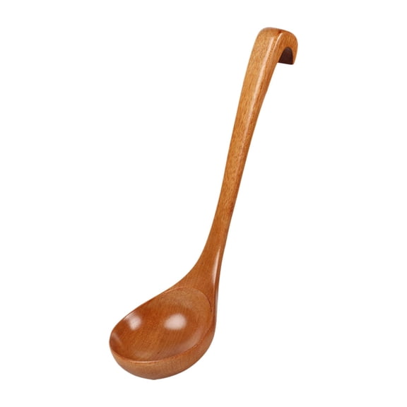 Wooden Ladle Spoon Long Handle Cooking Scoop Anti Scald Large Capacity for Family Kitchen Buffet