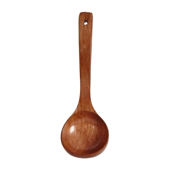 Wooden Ladle for Cooking, Wood Ladle Soup Spoon, Teak Wooden Serving Spoon Long Handle, Kitchen Ladles, Medium Scoop Size Natural