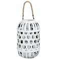thumbnail image 1 of Wooden Lantern with Octagonal Cut Out and Rope Hanger, Medium, White- Saltoro Sherpi, 1 of 5